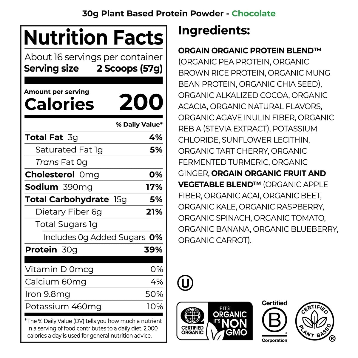 30g Plant Protein Powder - Chocolate