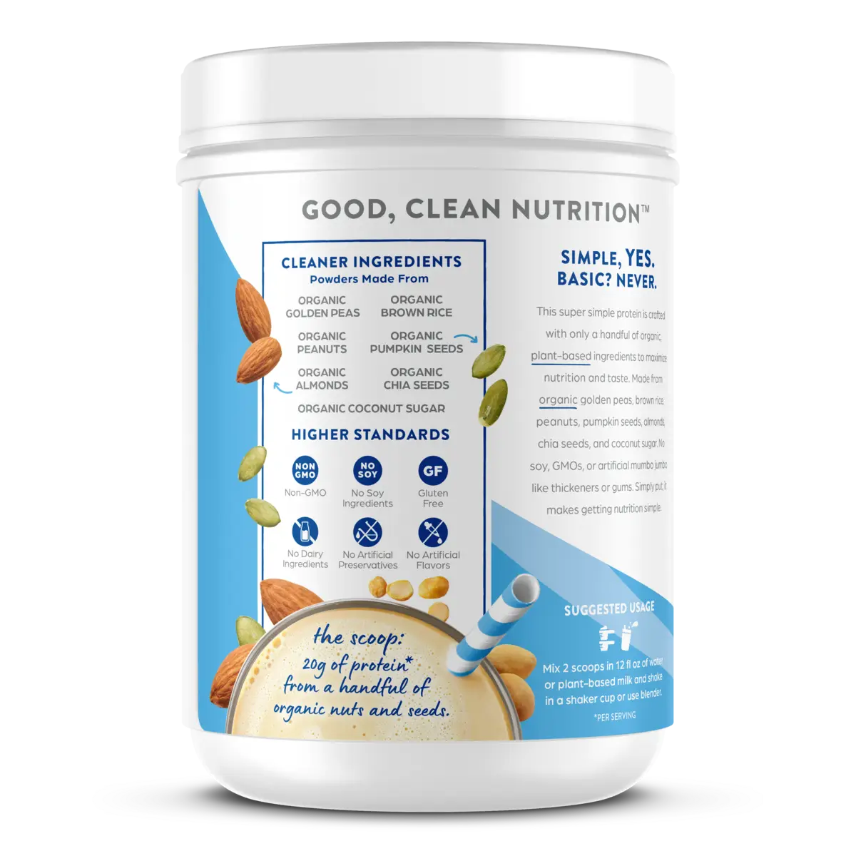 Simple Organic Plant-Based Protein Powder - Creamy Vanilla
